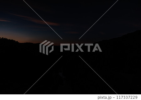 奈良市東端にある布目ダムの風景 渓谷側の夕空と布目川 三脚固定インターバル撮影日没前から夜空#106 奈良市東端にある布目ダムの風景 渓谷側の夕空と布目川 三脚固定インターバル撮影日没前から夜空#106 117337229