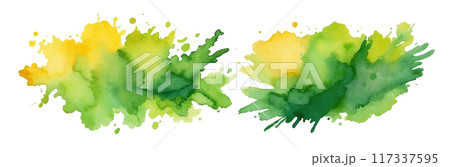 Green watercolor circle stain paint brush. Grunge green watercolor texture blob label ink round 117337595