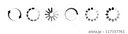Load buffer icon circle. Buffer preloader symbol upload page. Download icon symbol loader vector Load buffer icon circle. Buffer preloader symbol upload page. Download icon symbol loader vector 117337761