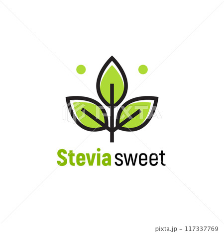 Stevia rebaudiana logo icon. Stevia leaf vector logo badge label plant natural extract. Herbal Stevia rebaudiana logo icon. Stevia leaf vector logo badge label plant natural extract. Herbal 117337769
