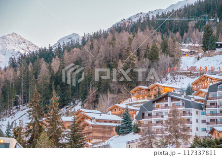 La Tzoumaz ski domain in Switzerland, not far from Verbier La Tzoumaz ski domain in Switzerland, not far from Verbier 117337811
