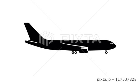 Airplane passenger travel silhouette icon. Aeroplane vector icon aircraft isolated symbol shape. 117337828