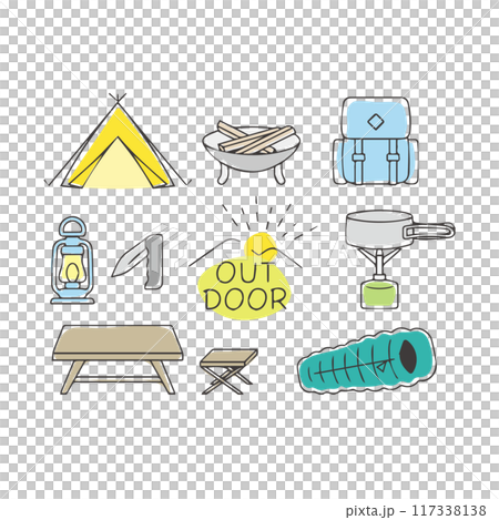 おしゃれなアウトドアのイラスト 117338138
