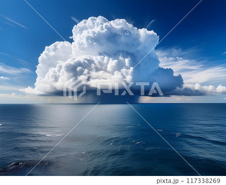 海に湧き上がる入道雲 117338269
