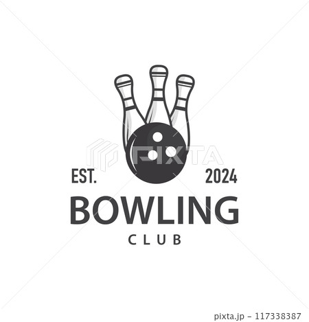Bowling Sports Club Logo, Bowling Ball And Pin Design Vector Tournament Templet Illustration 117338387