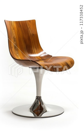 Modern Wooden Chair with Sleek Metal Base 117338452