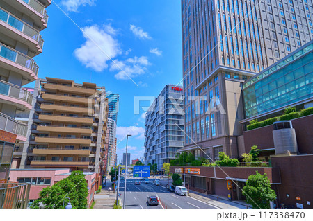 神奈川県川崎市幸区大宮町のミューザ通りのシンフォニーホール前交差点付近から北側(中幸町,堀川町など) 117338470