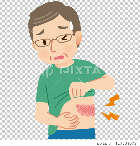 帯状疱疹ができて痛みがある中年男性 症状 帯状疱疹ができて痛みがある中年男性 症状 117338675