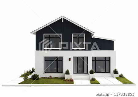 住宅の建築イラスト。パースペクティブを考慮して作成しています。 住宅の建築イラスト。パースペクティブを考慮して作成しています。 117338853