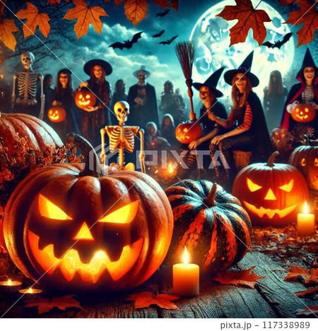 ハロウィーンとカボチャ 117338989