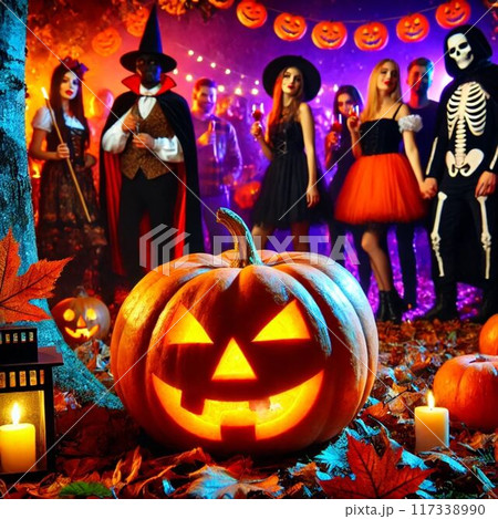 ハロウィーンとカボチャ ハロウィーンとカボチャ 117338990