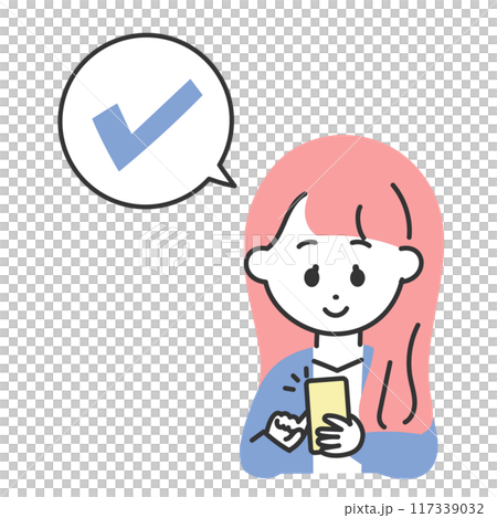 スマートフォンでタスクをチェックする女性 スマートフォンでタスクをチェックする女性 117339032