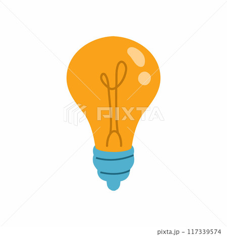 bright orange incandescent light bulb. 117339574