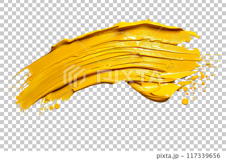 Yellow Paint Brushstroke PNG Transparency Isolated Art 117339656