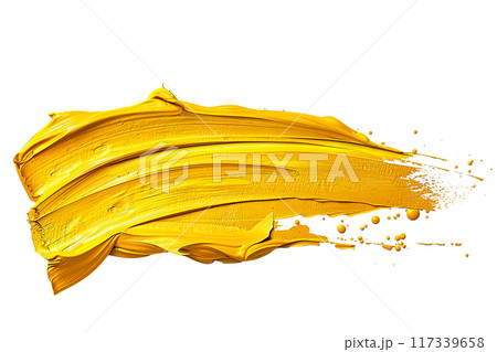 Yellow Paint Brushstroke PNG Transparency Isolated Art 117339658