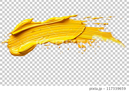Yellow Paint Brushstroke PNG Transparency Isolated Art 117339659