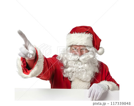 Santa Claus Pointing and Holding Blank Sign PNG Transparency 117339848
