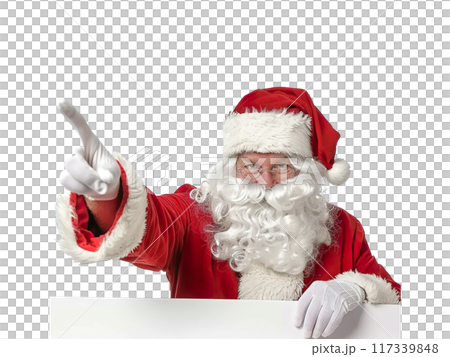 Santa Claus Pointing and Holding Blank Sign PNG Transparency 117339848