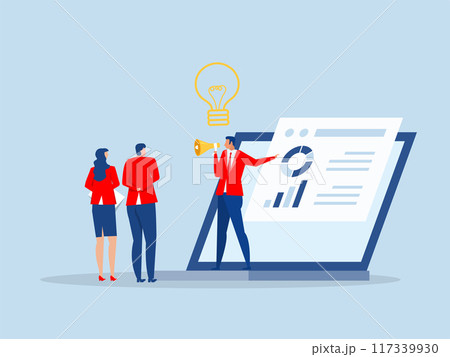 Online education and E-learning; distance internet studying banner. skill development tutorial podcast and business coaching concept.flat cartoon design 117339930