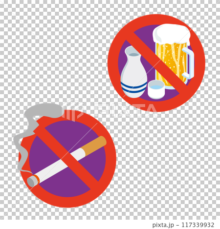 禁止飲酒和吸煙標誌 117339932