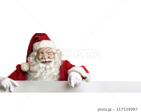 Santa Claus Pointing and Holding Blank Sign PNG Transparency 117339997