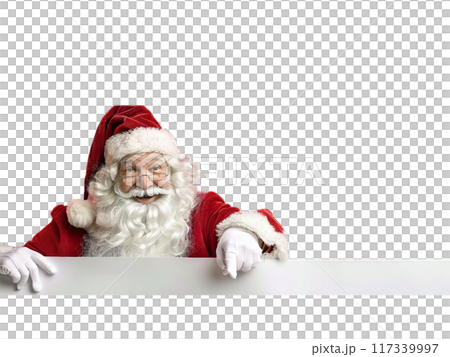 Santa Claus Pointing and Holding Blank Sign PNG Transparency 117339997