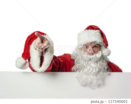 Santa Claus Pointing and Holding Blank Sign PNG Transparency 117340001