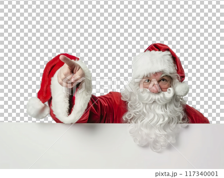 Santa Claus Pointing and Holding Blank Sign PNG Transparency 117340001
