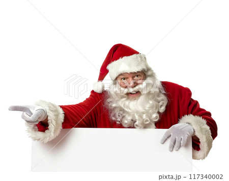 Santa Claus Pointing and Holding Blank Sign PNG Transparency 117340002