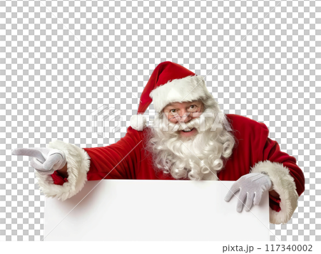 Santa Claus Pointing and Holding Blank Sign PNG Transparency 117340002