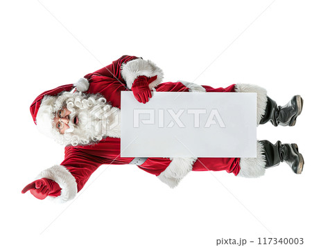 Santa Claus Pointing and Holding Blank Sign PNG Transparency 117340003