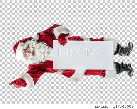 Santa Claus Pointing and Holding Blank Sign PNG Transparency 117340003