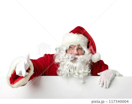Santa Claus Pointing and Holding Blank Sign PNG Transparency 117340004