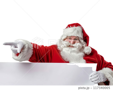Santa Claus Pointing and Holding Blank Sign PNG Transparency 117340005