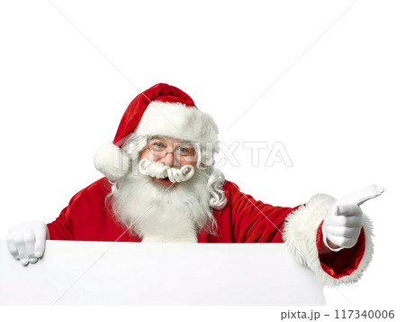 Santa Claus Pointing and Holding Blank Sign PNG Transparency 117340006