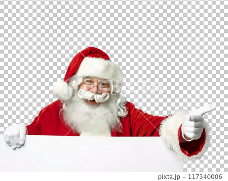 Santa Claus Pointing and Holding Blank Sign PNG Transparency 117340006