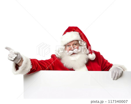 Santa Claus Pointing and Holding Blank Sign PNG Transparency 117340007