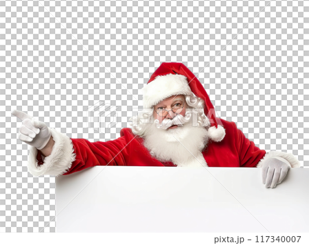 Santa Claus Pointing and Holding Blank Sign PNG Transparency 117340007