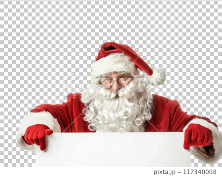 Santa Claus Pointing and Holding Blank Sign PNG Transparency 117340008