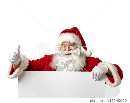 Santa Claus Pointing and Holding Blank Sign PNG Transparency 117340009