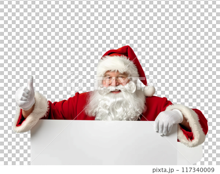 Santa Claus Pointing and Holding Blank Sign PNG Transparency 117340009