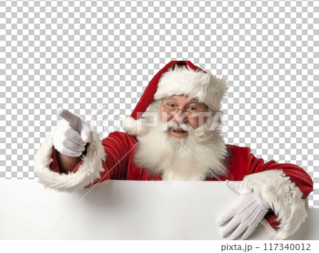 Santa Claus Pointing and Holding Blank Sign PNG Transparency 117340012