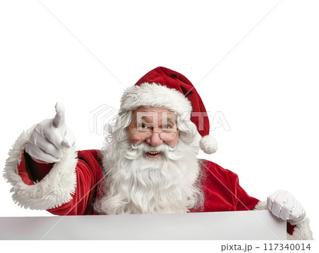 Santa Claus Pointing and Holding Blank Sign PNG Transparency 117340014