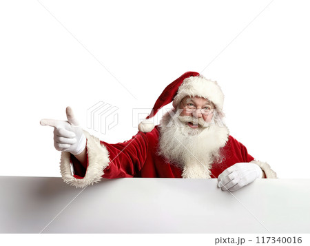 Santa Claus Pointing and Holding Blank Sign PNG Transparency 117340016