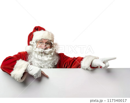 Santa Claus Pointing and Holding Blank Sign PNG Transparency 117340017