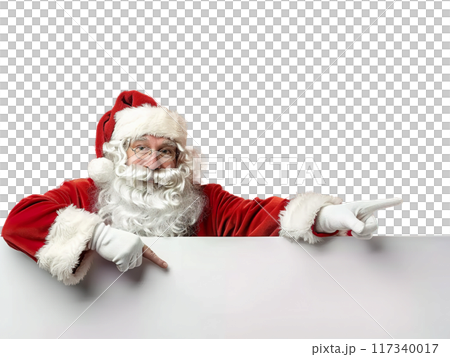 Santa Claus Pointing and Holding Blank Sign PNG Transparency 117340017