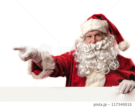 Santa Claus Pointing and Holding Blank Sign PNG Transparency 117340018
