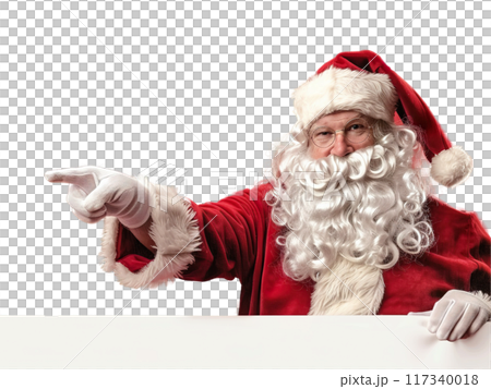 Santa Claus Pointing and Holding Blank Sign PNG Transparency 117340018