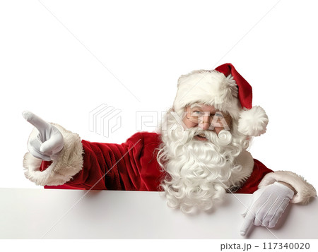 Santa Claus Pointing and Holding Blank Sign PNG Transparency 117340020