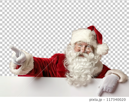 Santa Claus Pointing and Holding Blank Sign PNG Transparency 117340020